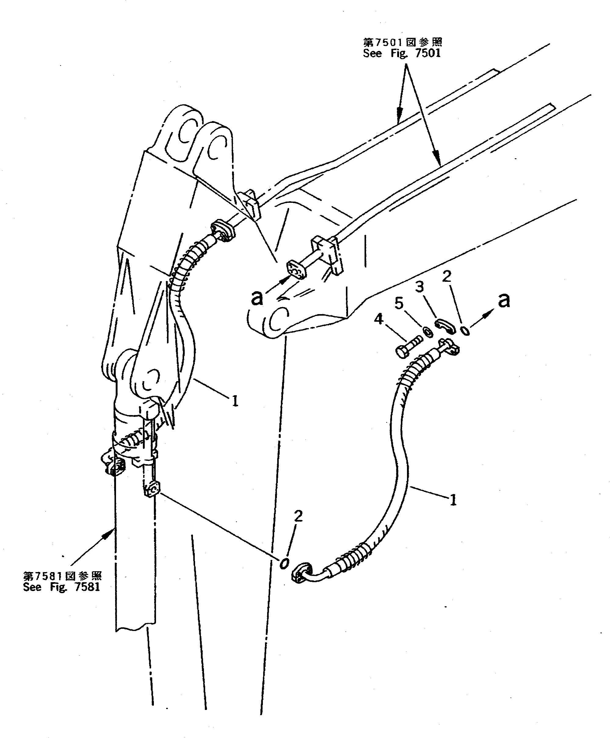 Komatsu parts book diagram for PC400LC-5 S/N 20001-UP (Overseas Version): BUCKET CYLINDER PIPING (ATTACHMENT SIDE) (ARM SIDE)