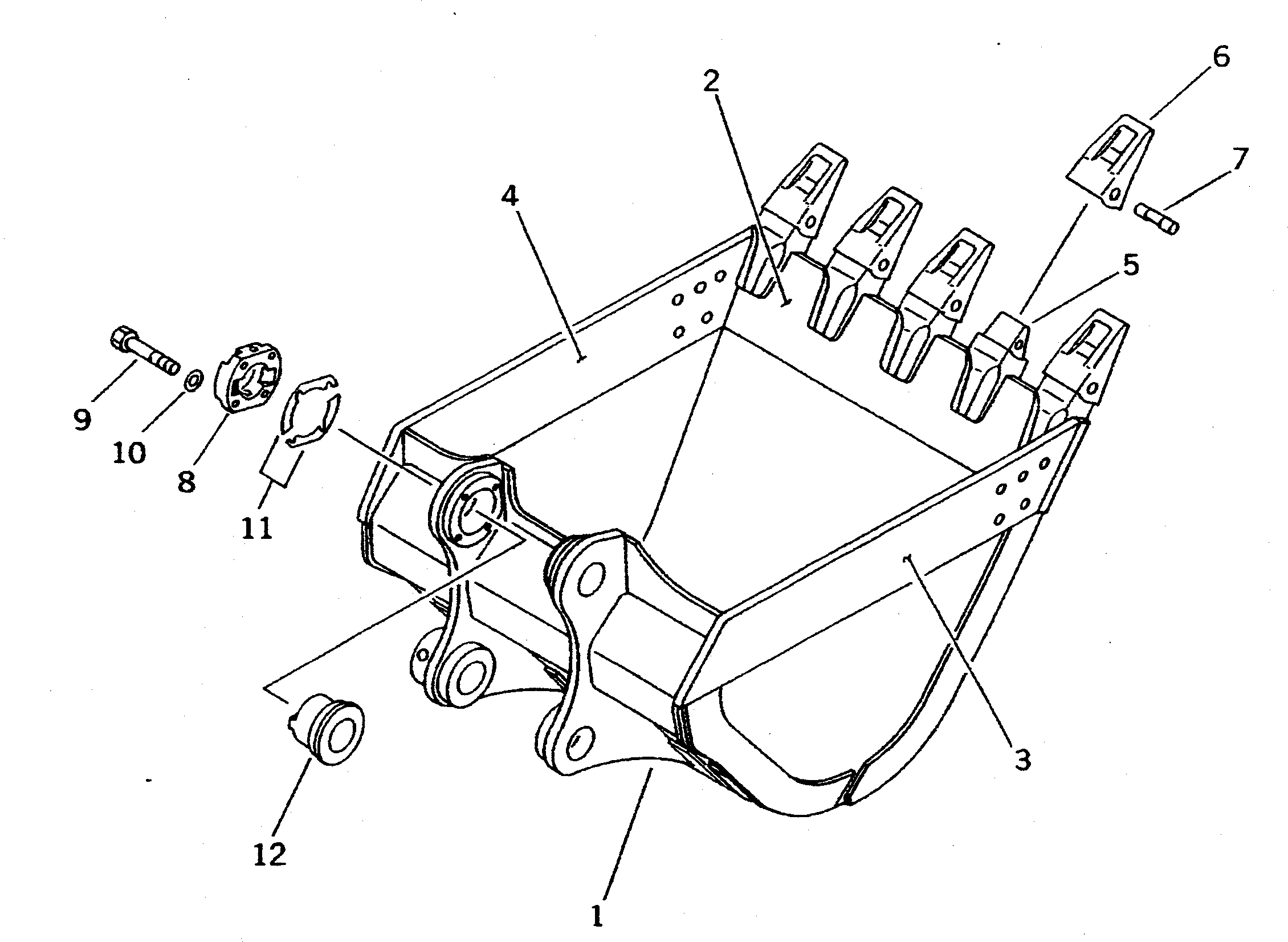 Komatsu parts book diagram for PC400LC-5 S/N 20001-UP (Overseas Version): BUCKET ? 1.6M3 ? 1425MM (HORIZONTAL PIN TYPE)