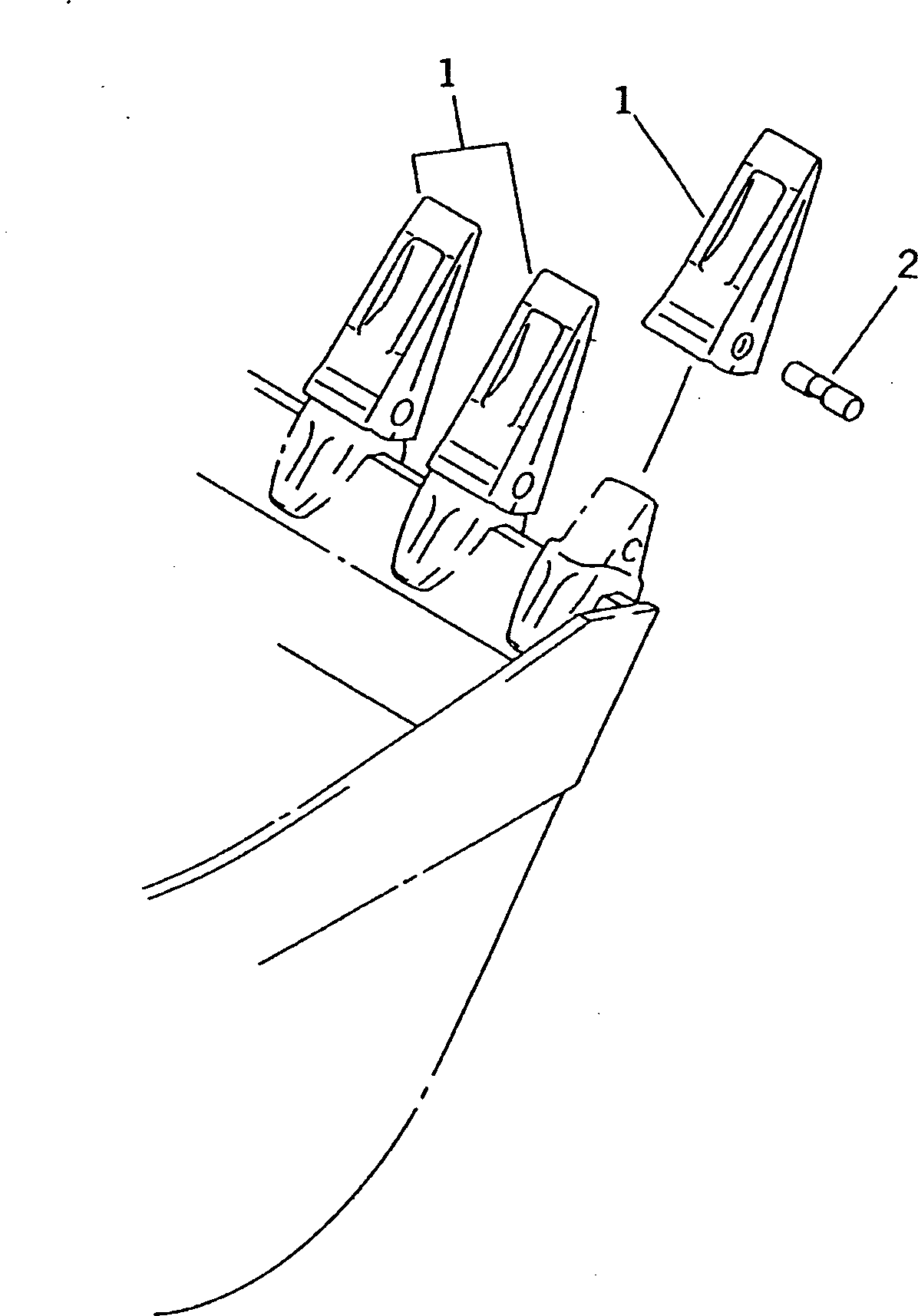 Komatsu parts book diagram for PC400LC-5 S/N 20001-UP (Overseas Version): LONG LIFE TOOTH (HORIZONTAL PIN TYPE)