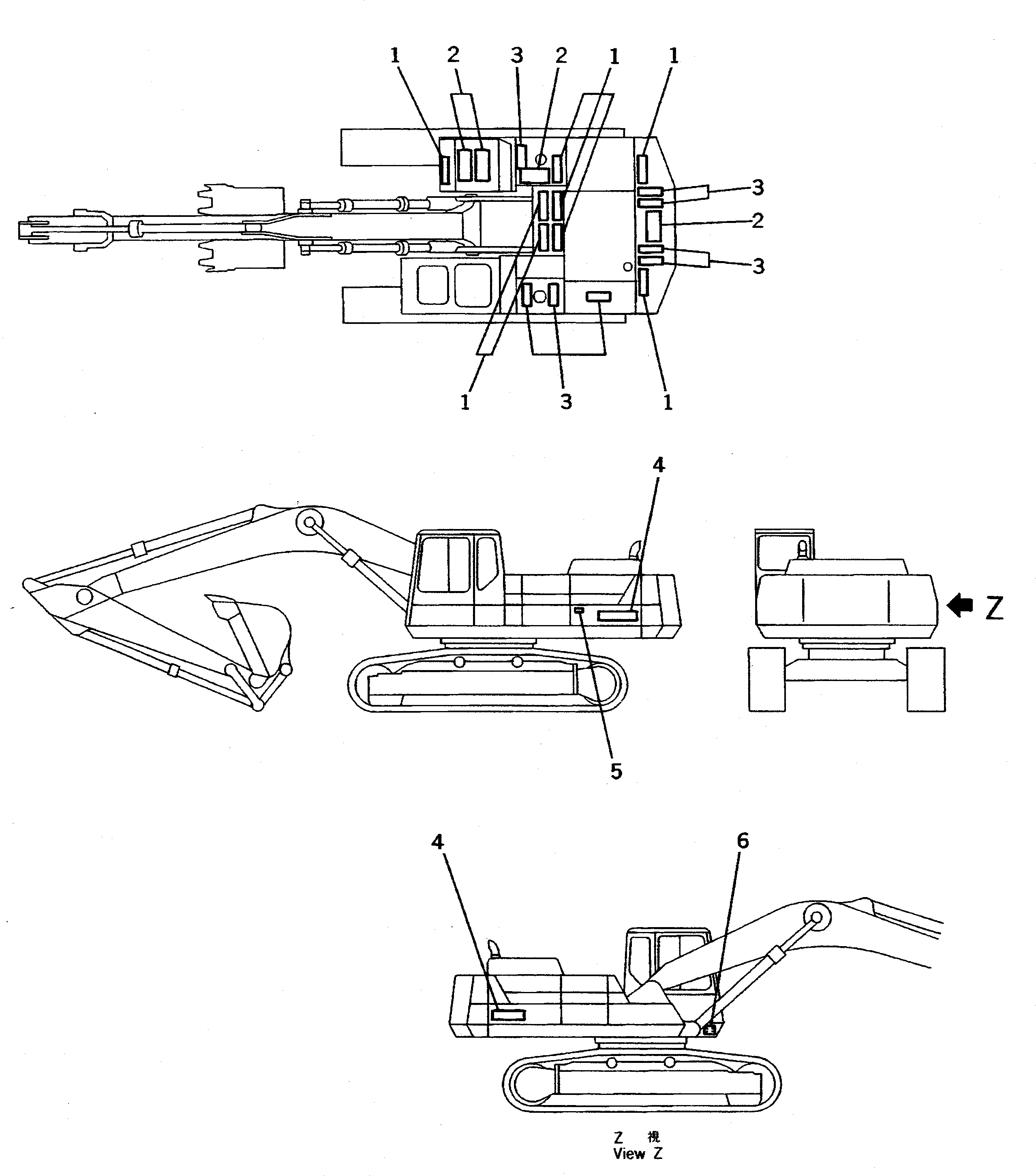 Komatsu parts book diagram for PC400LC-5 S/N 20001-UP (Overseas Version): MARKS AND PLATES (CHASSIS SIDE) (FOR SWEDEN ? NORWAY)