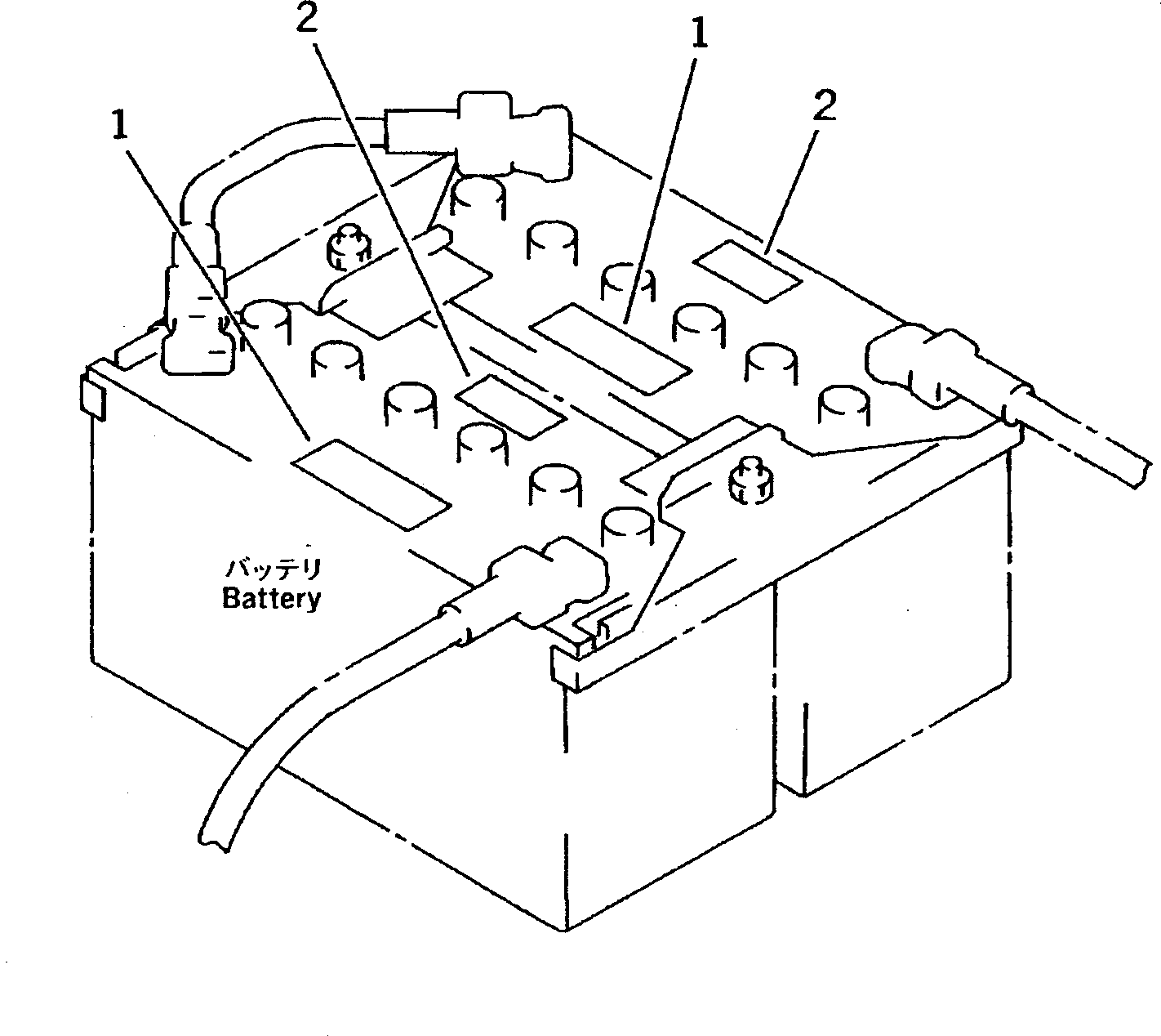 Komatsu parts book diagram for PC400LC-5 S/N 20001-UP (Overseas Version): MARKS AND PLATES (BATTERY CAUTION) (FOR U.S.A. AND PUERTORICO)