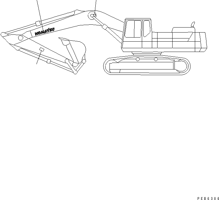Komatsu parts book diagram for PC400LC-5 S/N 20001-UP (Overseas Version): MARKS AND PLATES (WORK EQUIPMENT SIDE) (EC SPEC.)(#21535-)