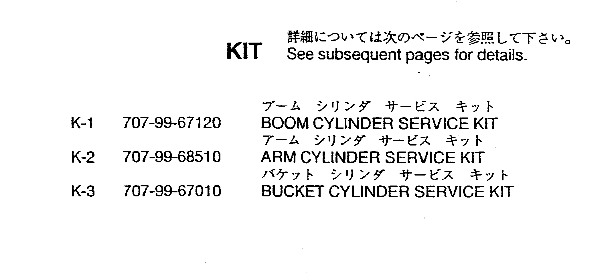Komatsu parts book diagram for PC400LC-5 S/N 20001-UP (Overseas Version): KIT (FOR BACKHOE)