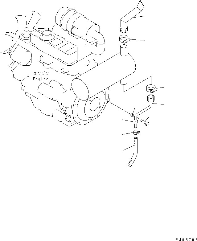 Komatsu parts book diagram for PC40MR-1 S/N 1001-UP: ENGINE RELATED PARTS (FOR UPPER EXHAUST SPEC.)