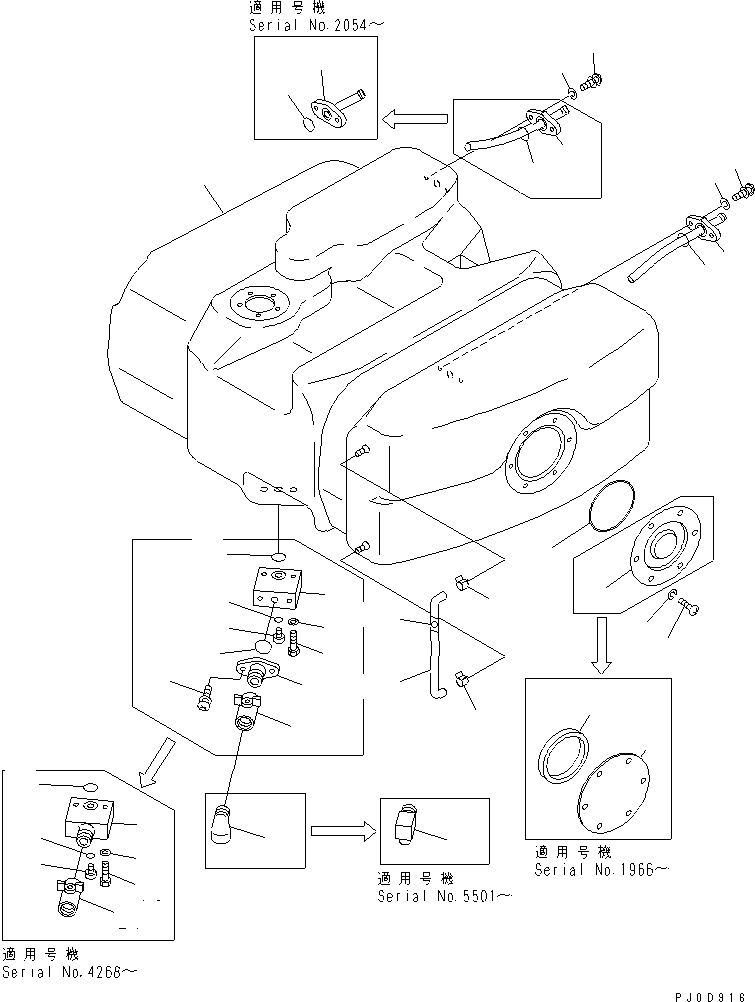 Komatsu parts book diagram for PC40MR-1 S/N 1001-UP: FUEL TANK