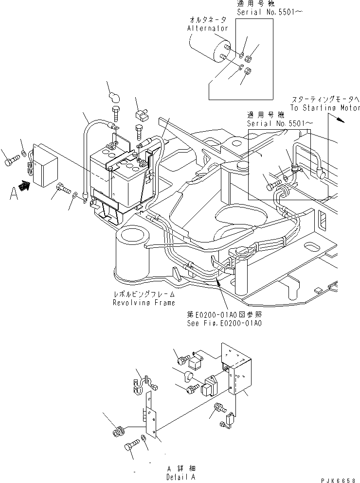 Komatsu parts book diagram for PC40MR-1 S/N 1001-UP: WIRING (CABLE AND RERAY BOX)