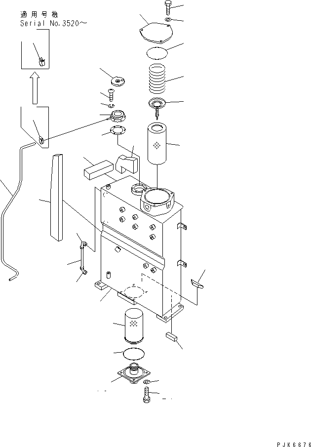 Komatsu parts book diagram for PC40MR-1 S/N 1001-UP: HYDRAULIC TANK (TANK)