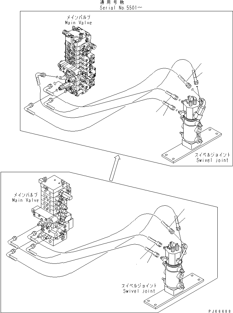 Komatsu parts book diagram for PC40MR-1 S/N 1001-UP: ACTUATER LINE