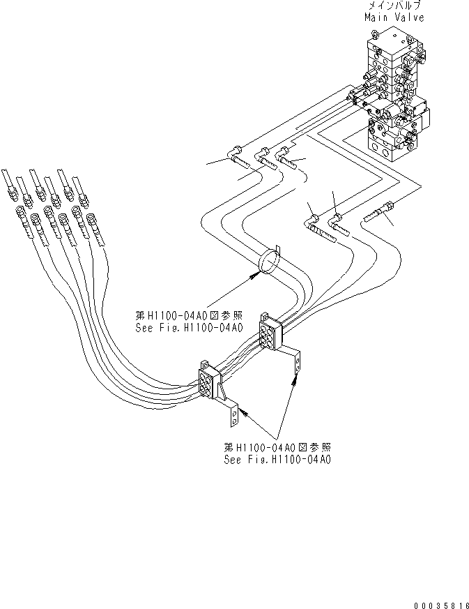 Komatsu parts book diagram for PC40MR-1 S/N 1001-UP: ACTUATER LINE(#1001-5500)