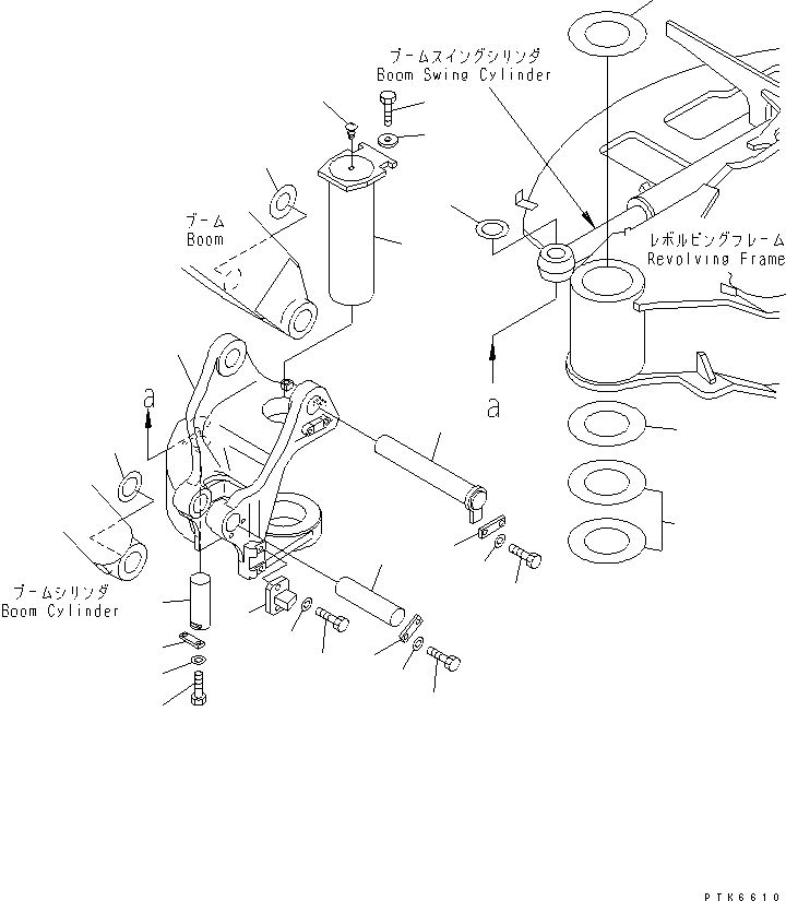 Komatsu parts book diagram for PC40MR-1 S/N 1001-UP: BOOM SWING BRACKET AND PIN (EXCEPT JAPAN)(#1001-3937)