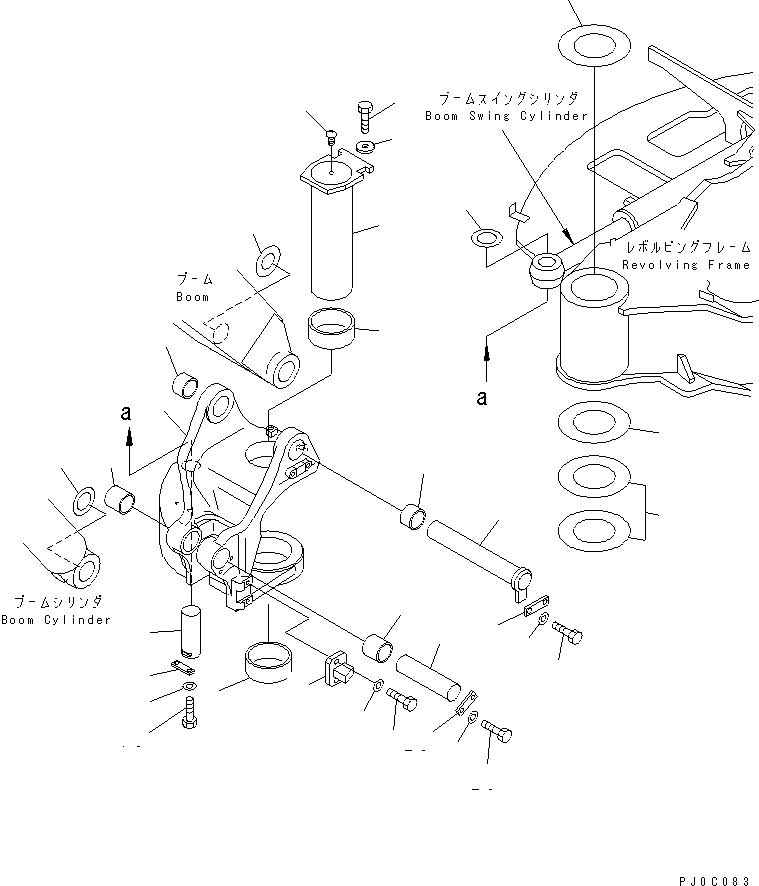 Komatsu parts book diagram for PC40MR-1 S/N 1001-UP: BOOM SWING BRACKET AND PIN (EXCEPT JAPAN)(#3938-)