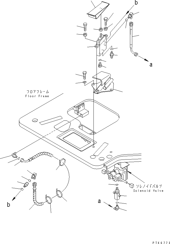 Komatsu parts book diagram for PC40MR-1 S/N 1001-UP: FLOOR FRAME (1-ACTUATOR ATTACHMENT CONTROL) (FOR AIR CON)(#1001-5500)