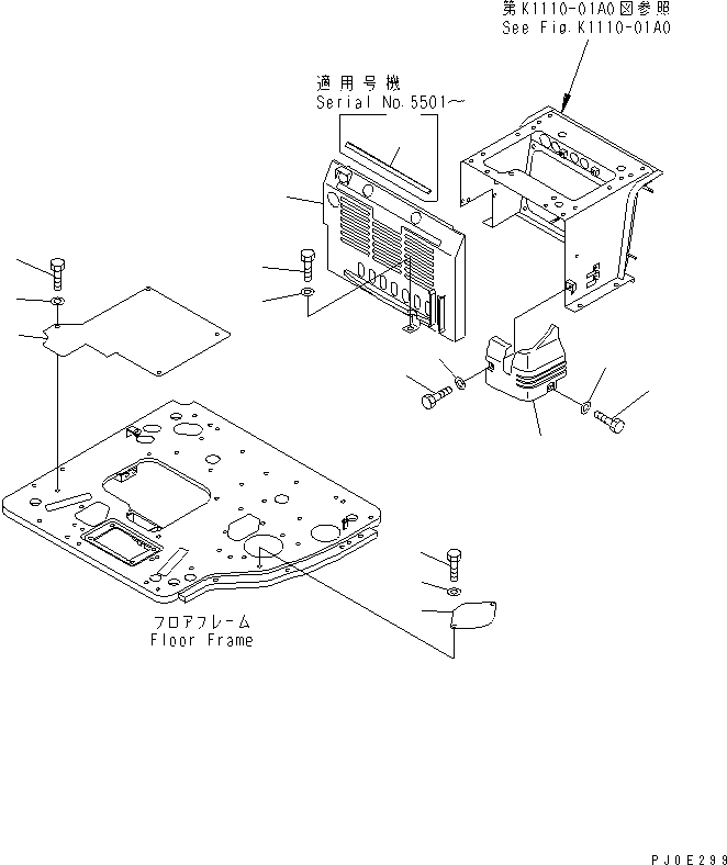 Komatsu parts book diagram for PC40MR-1 S/N 1001-UP: FLOOR COVER (FLOOR COVER) (FOR CAB) (FOR AIR CON)(#4268-)