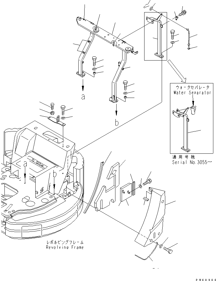 Komatsu parts book diagram for PC40MR-1 S/N 1001-UP: HOOD (COVER) (EXCEPT JAPAN)
