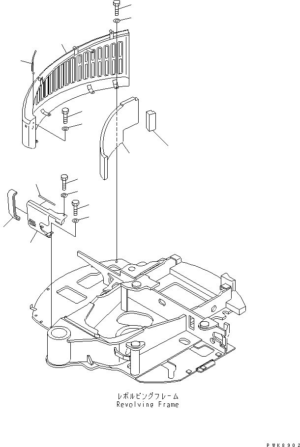 Komatsu parts book diagram for PC40MR-1 S/N 1001-UP: RIGHT SIDE COVER (EXCEPT JAPAN)