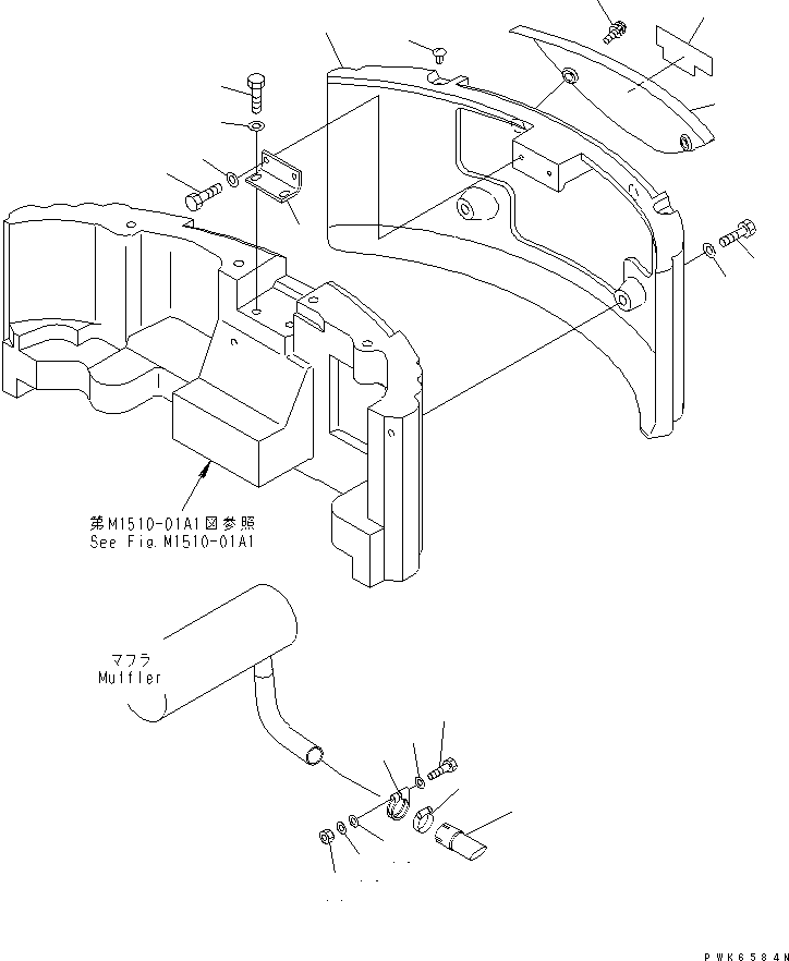 Komatsu parts book diagram for PC40MR-1 S/N 1001-UP: ADD COUNTER WEIGHT AND COVER (EXCEPT JAPAN)