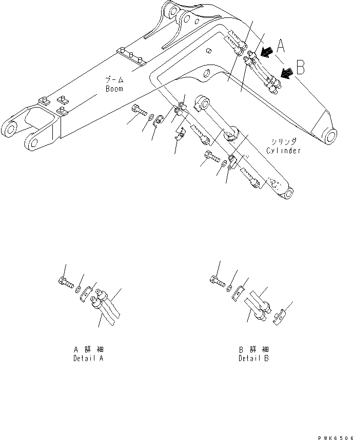 Komatsu parts book diagram for PC40MR-1 S/N 1001-UP: BOOM (BOOM LINE)(#1001-3054)
