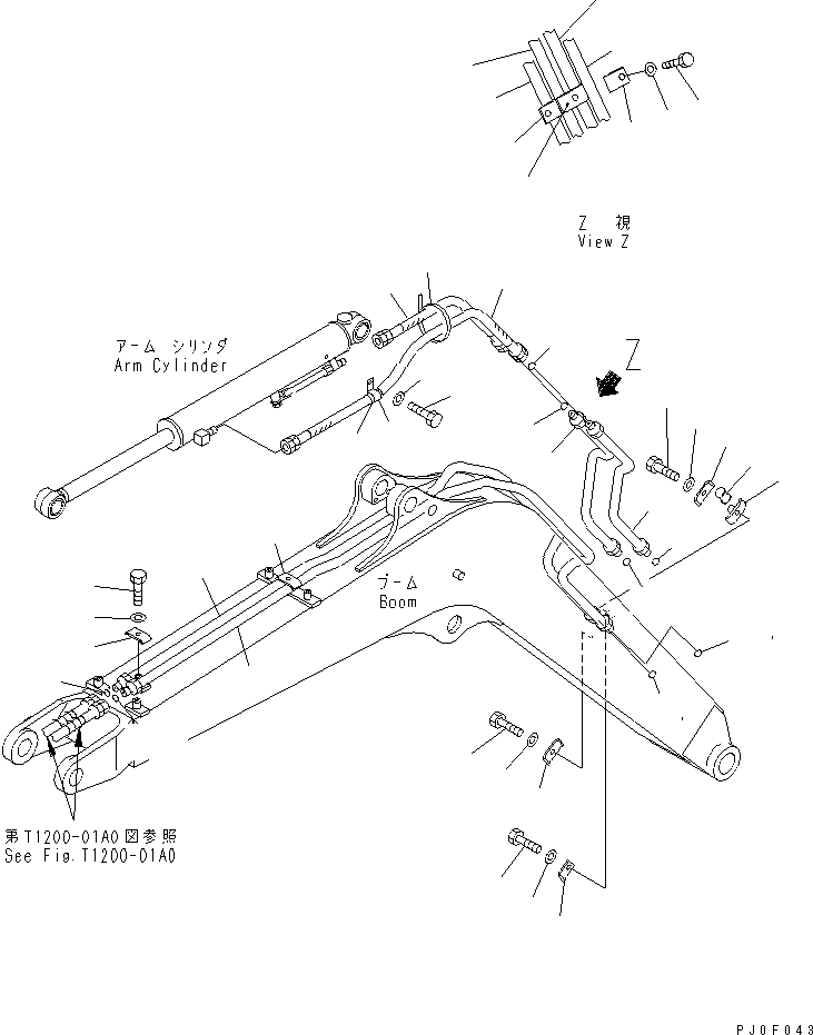 Komatsu parts book diagram for PC40MR-1 S/N 1001-UP: BOOM (ARM LINE AND BUCKET LINE)(#5501-)
