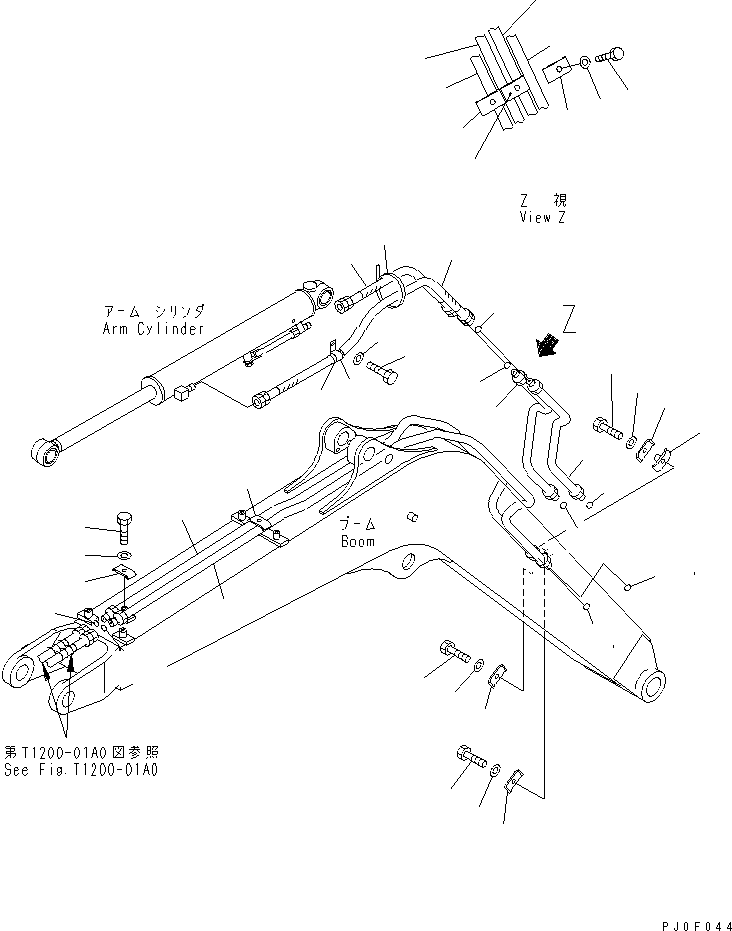 Komatsu parts book diagram for PC40MR-1 S/N 1001-UP: BOOM (ARM LINE AND BUCKET LINE) (FOR ATTACHMENT)(#5501-)