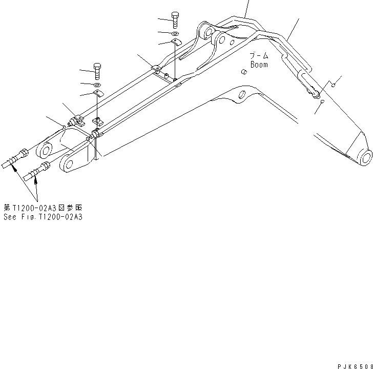Komatsu parts book diagram for PC40MR-1 S/N 1001-UP: BOOM (BOOM LINE) (FOR ATTACHIMENT)