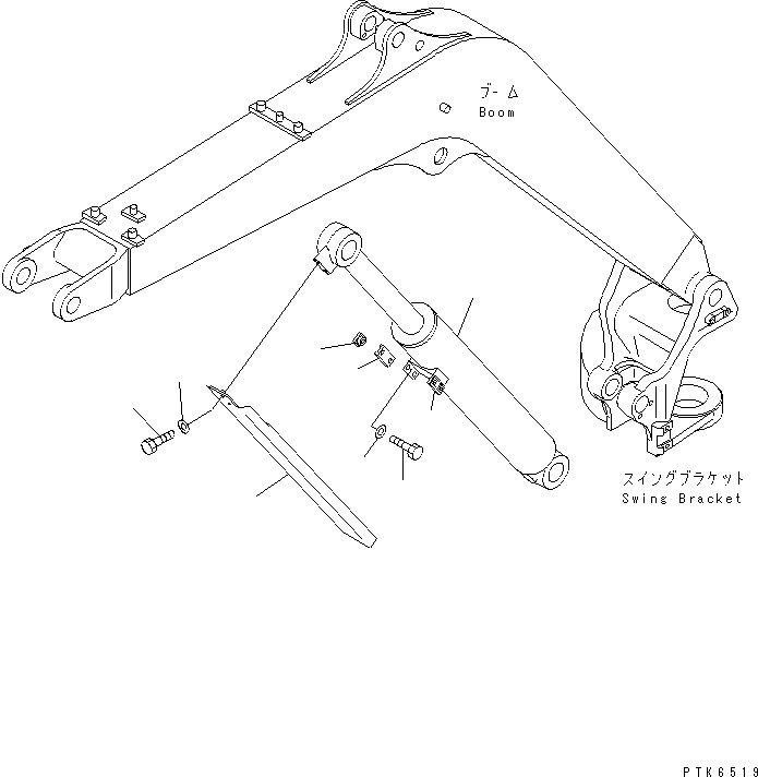 Komatsu parts book diagram for PC40MR-1 S/N 1001-UP: BOOM CYLINDER AND COVER (EXCEPT JAPAN)