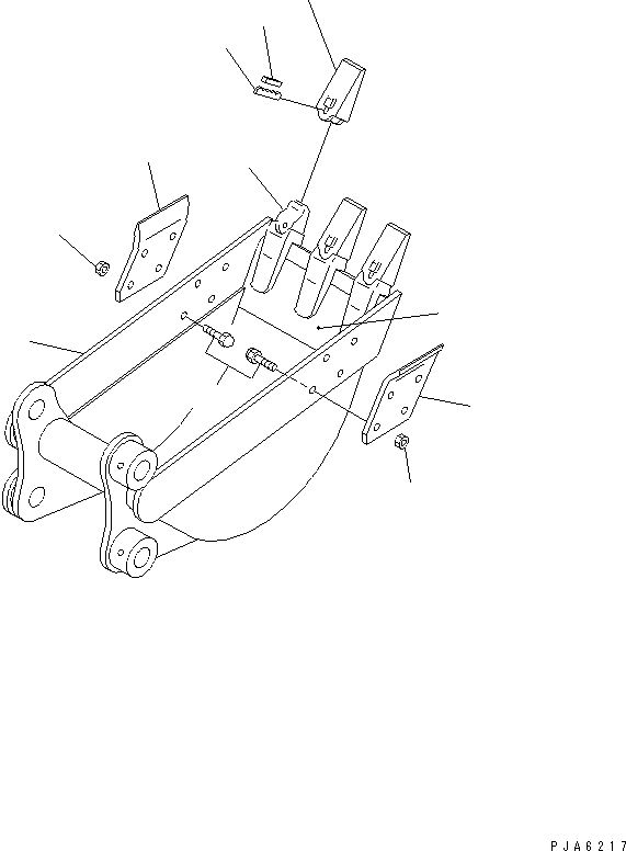 Komatsu parts book diagram for PC40MR-1 S/N 1001-UP: BUCKET ? 0.06M3 350MM WIDE (VERTICAL PIN TYPE) (EXCEPT JAPAN)
