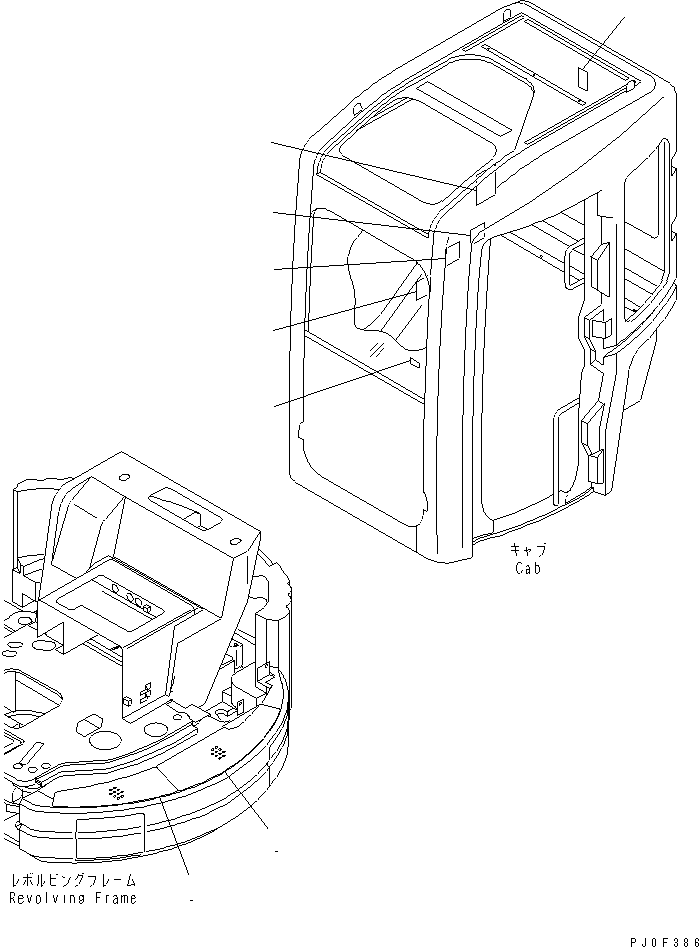 Komatsu parts book diagram for PC40MR-1 S/N 1001-UP: PLATES (FOR CAB) (RUSSIAN) (FOR BELARUS)