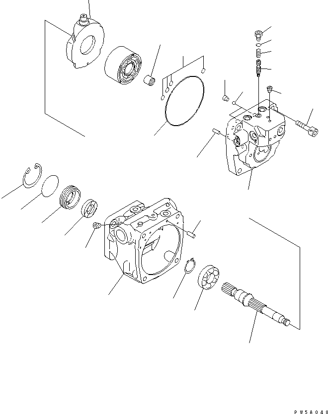 Komatsu parts book diagram for PC40MR-1 S/N 1001-UP: MAIN PUMP (1/6) (AIR CONDITIONER)