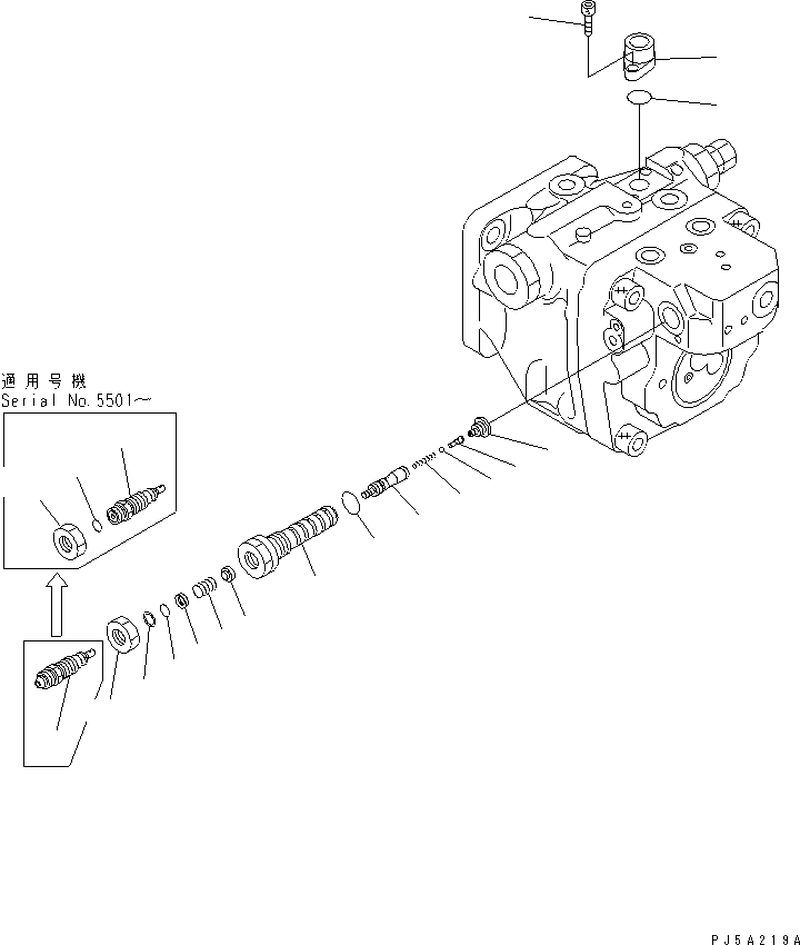Komatsu parts book diagram for PC40MR-1 S/N 1001-UP: MAIN PUMP (4/6) (AIR CONDITIONER)