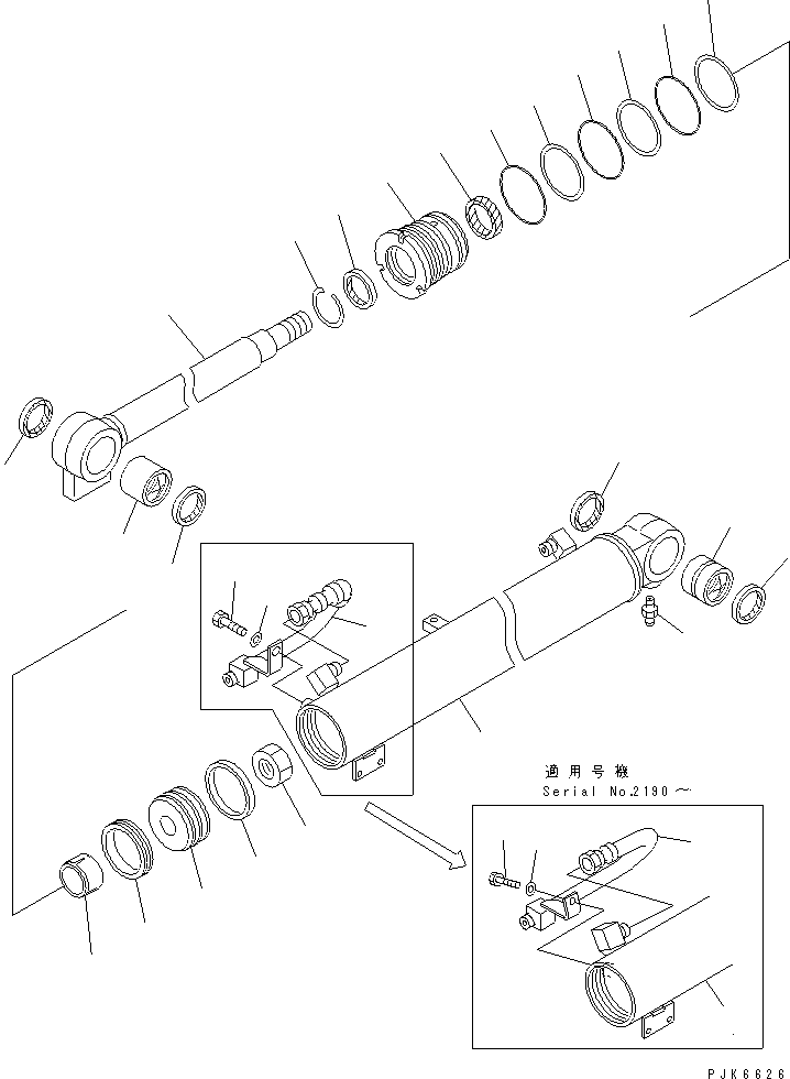 Komatsu parts book diagram for PC40MR-1 S/N 1001-UP: BOOM CYLINDER (INNER PARTS) (CANOPY SPEC.)(#1001-5500)