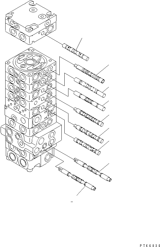 Komatsu parts book diagram for PC40MR-1 S/N 1001-UP: MAIN VALVE (8-VALVE) (3/17)(#1001-5500)