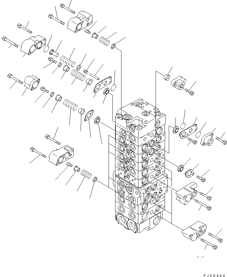 Komatsu parts book diagram for PC40MR-1 S/N 1001-UP: MAIN VALVE (8-VALVE) (4/20)(#5501-)