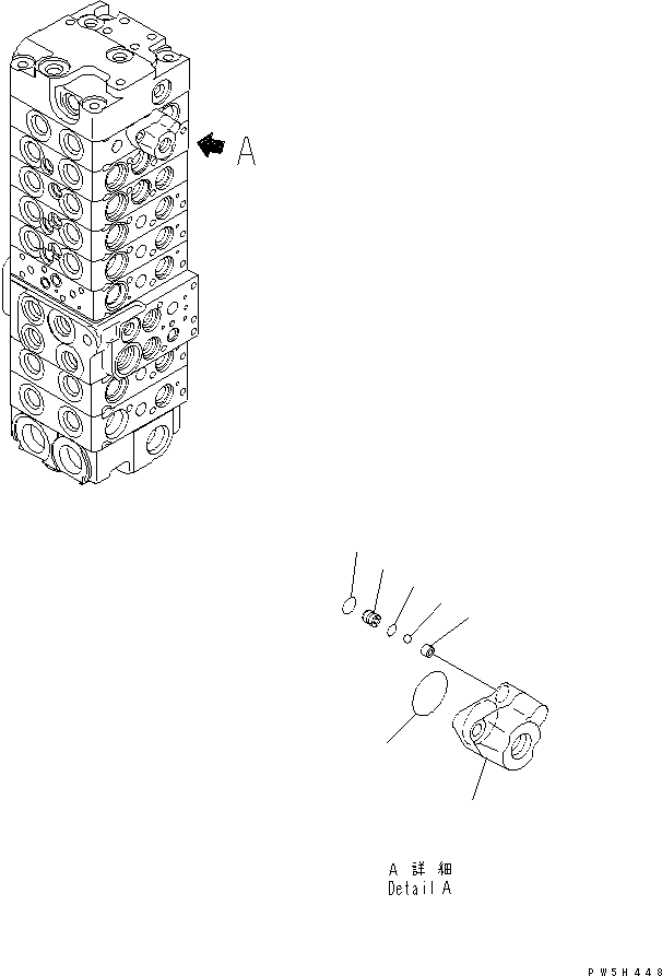 Komatsu parts book diagram for PC40MR-1 S/N 1001-UP: MAIN VALVE (8-VALVE) (8/20)(#5501-)
