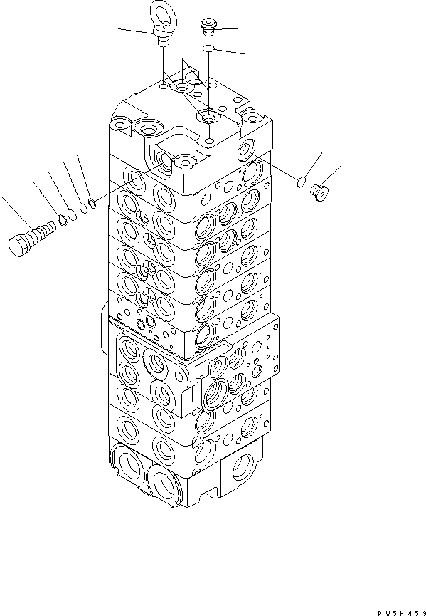 Komatsu parts book diagram for PC40MR-1 S/N 1001-UP: MAIN VALVE (8-VALVE) (19/20)(#5501-)