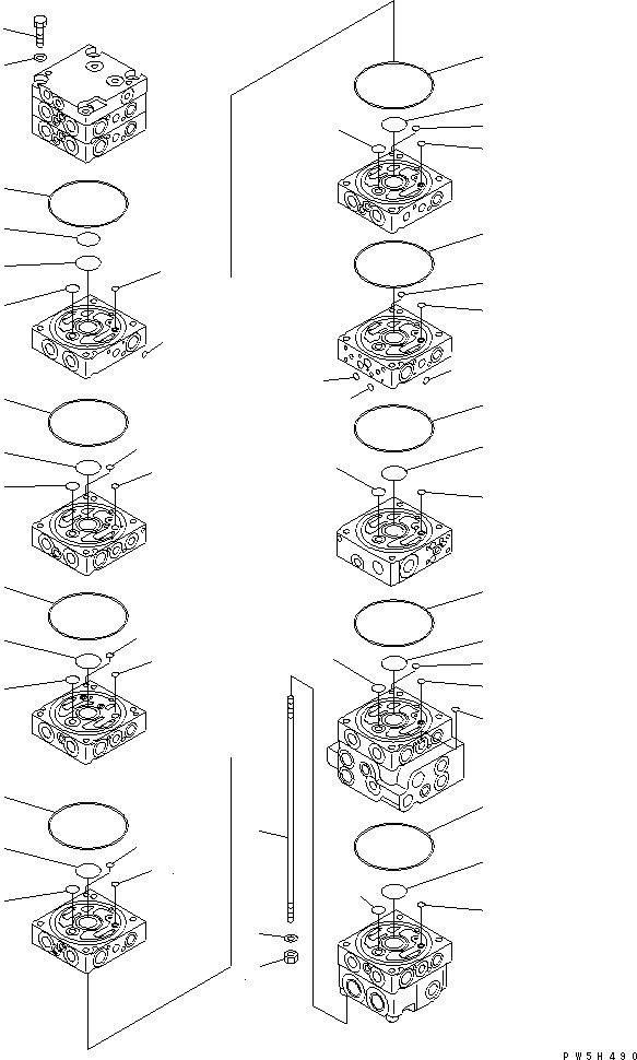 Komatsu parts book diagram for PC40MR-1 S/N 1001-UP: MAIN VALVE (10-VALVE) (2/21) (FOR ATTACHMENT)(#1001-5500)