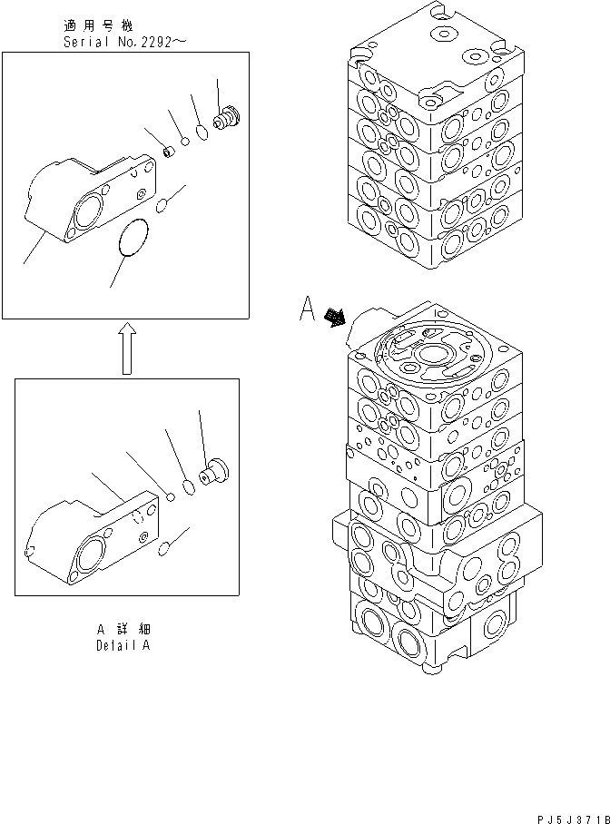 Komatsu parts book diagram for PC40MR-1 S/N 1001-UP: MAIN VALVE (10-VALVE) (4/21) (FOR ATTACHMENT)(#1001-5500)