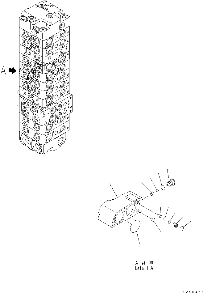Komatsu parts book diagram for PC40MR-1 S/N 1001-UP: MAIN VALVE (10-VALVE) (7/24) (FOR ATTACHMENT)(#5501-)