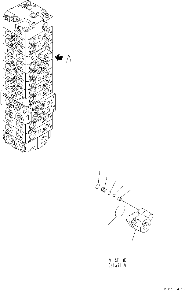 Komatsu parts book diagram for PC40MR-1 S/N 1001-UP: MAIN VALVE (10-VALVE) (8/24) (FOR ATTACHMENT)(#5501-)