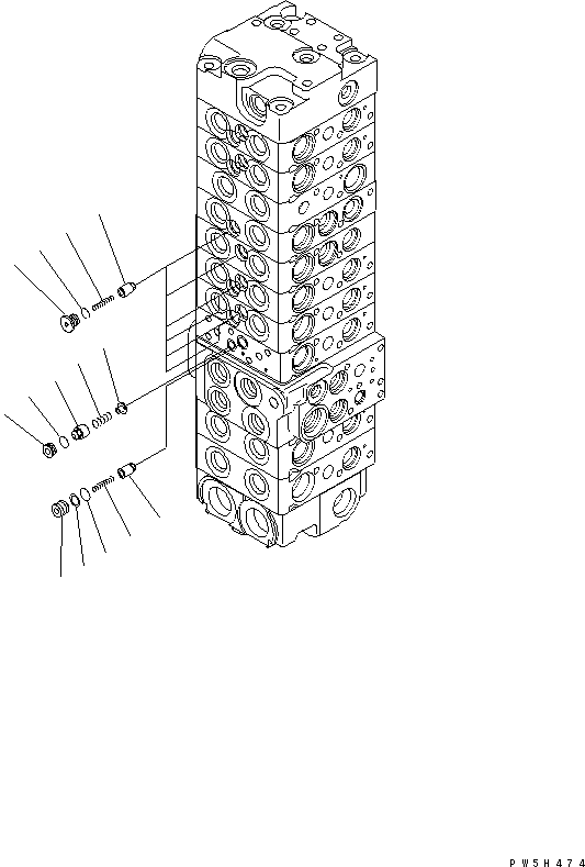 Komatsu parts book diagram for PC40MR-1 S/N 1001-UP: MAIN VALVE (10-VALVE) (10/24) (FOR ATTACHMENT)(#5501-)