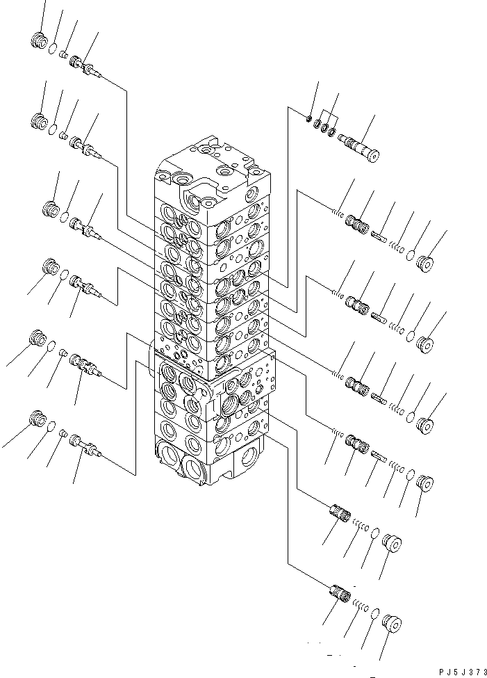 Komatsu parts book diagram for PC40MR-1 S/N 1001-UP: MAIN VALVE (10-VALVE) (11/24) (FOR ATTACHMENT)(#5501-)