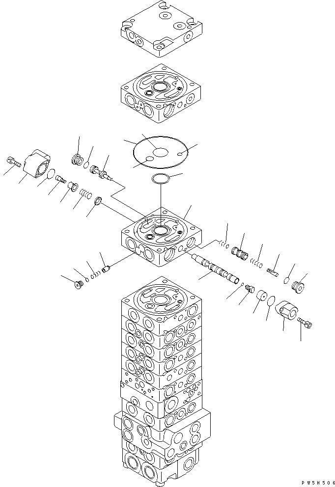 Komatsu parts book diagram for PC40MR-1 S/N 1001-UP: MAIN VALVE (10-VALVE) (18/21) (FOR ATTACHMENT)(#1001-5500)