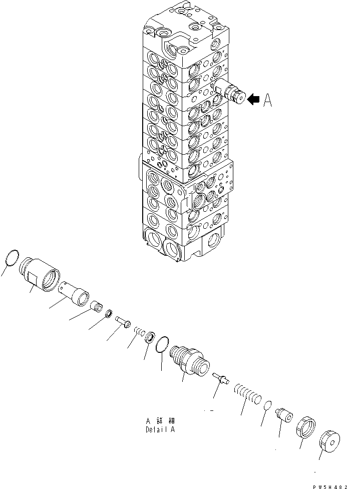 Komatsu parts book diagram for PC40MR-1 S/N 1001-UP: MAIN VALVE (10-VALVE) (18/24) (FOR ATTACHMENT)(#5501-)