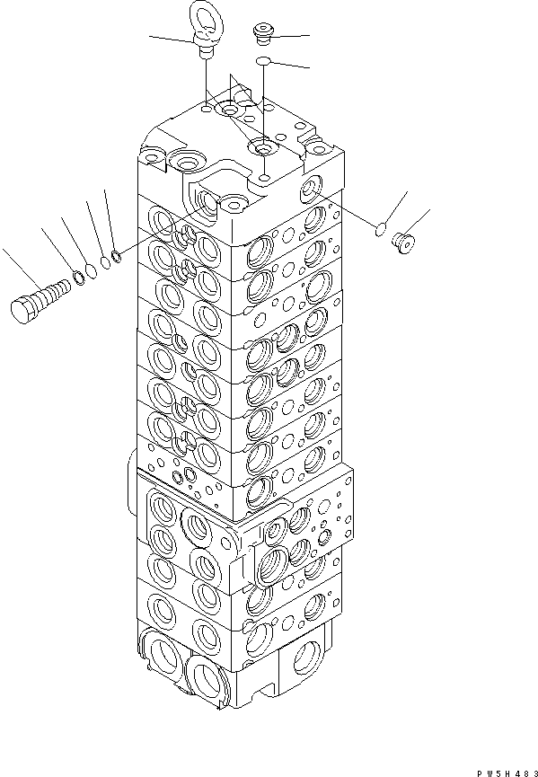 Komatsu parts book diagram for PC40MR-1 S/N 1001-UP: MAIN VALVE (10-VALVE) (19/24) (FOR ATTACHMENT)(#5501-)
