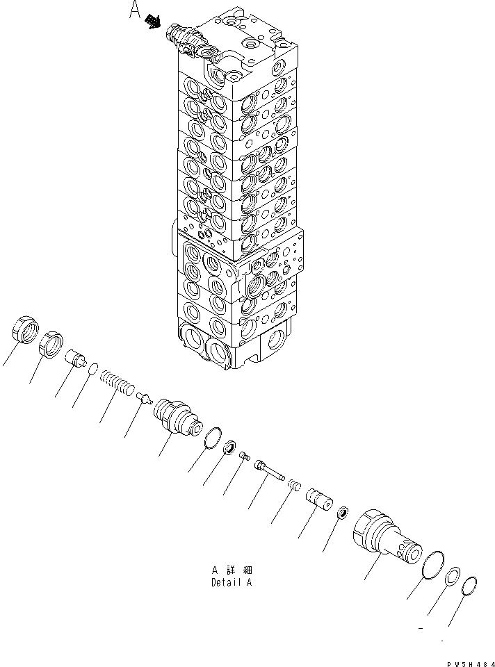 Komatsu parts book diagram for PC40MR-1 S/N 1001-UP: MAIN VALVE (10-VALVE) (20/24) (FOR ATTACHMENT)(#5501-)