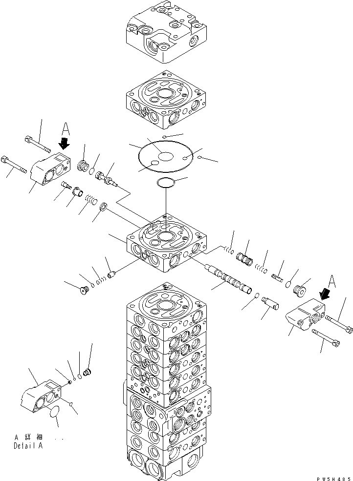 Komatsu parts book diagram for PC40MR-1 S/N 1001-UP: MAIN VALVE (10-VALVE) (21/24) (FOR ATTACHMENT)(#5501-)