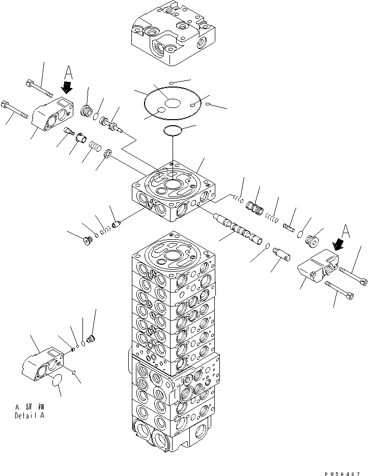 Komatsu parts book diagram for PC40MR-1 S/N 1001-UP: MAIN VALVE (10-VALVE) (23/24) (FOR ATTACHMENT)(#5501-)