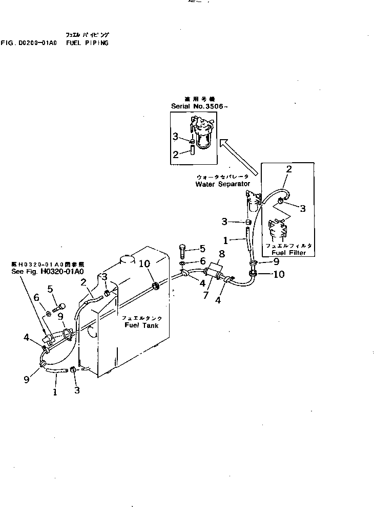 Excavators Komatsu / PC45-1 S/N 1001-UP(pc45-1c) / FUEL PIPING(090020 : D0200-01A0)