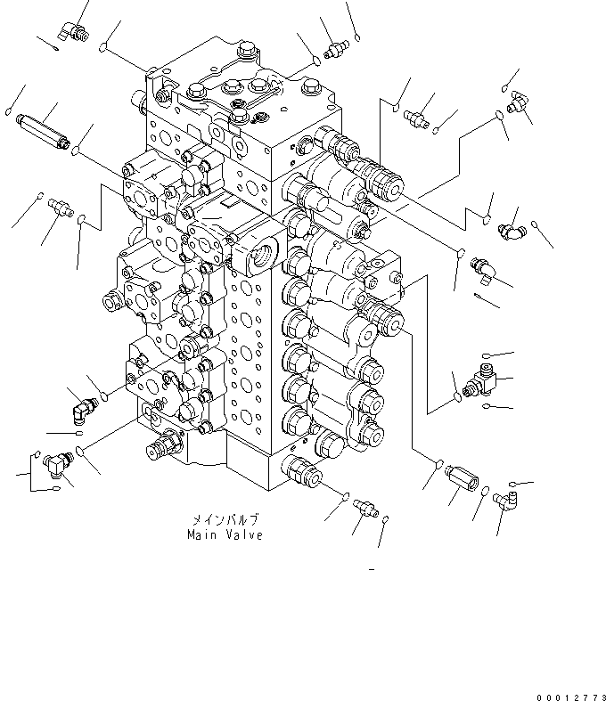 Excavators Komatsu / PC450-7K-E0 S/N K45001-UP(pc450-2u) / MAIN VALVE (CONNECTING PARTS) (2/2)(150030 : H0120-02H0)