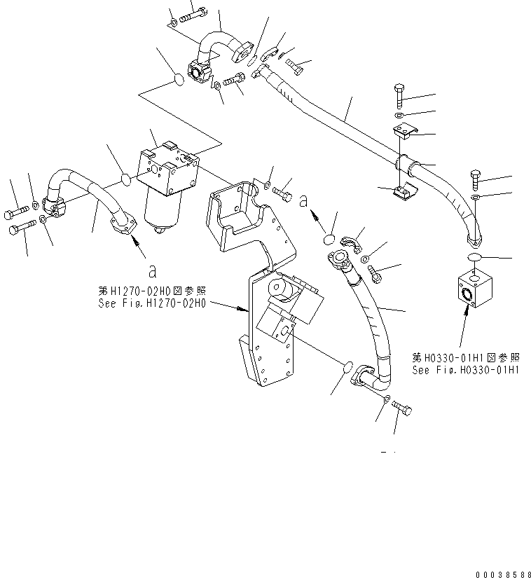 Excavators Komatsu / PC450-7K-E0 S/N K45001-UP(pc450-2u) / ATTACHMENT LINES (RETURN) (1 ACTUATOR)(150240 : H1270-03H0)