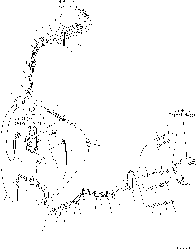 Excavators Komatsu / PC450-8 S/N K50001-UP(pc450-3u) / TRAVEL PIPING (PC450)(011001 : P1120-01A0)